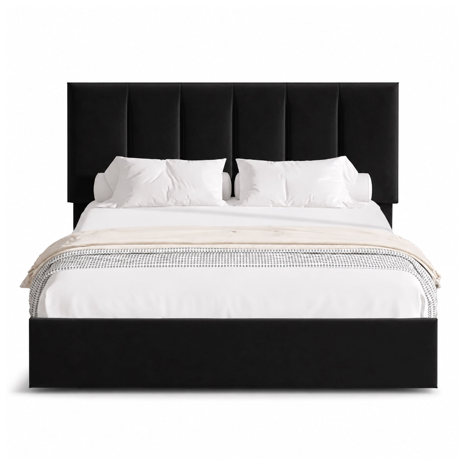 Cama Tapizada Listón Adda LeMueble 1.5 Plz Negro