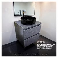 COMBO MUEBLE ONIX + BOWL TANY NEGRO + MEZCLADORA ANNA ST- + DESAGUE PUSH NEGRO