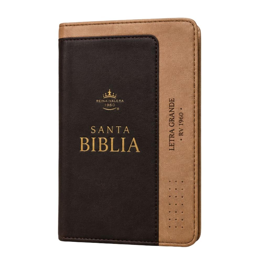 Biblia RVR60 Tamaño compacto Letra Grande piel bicolor café