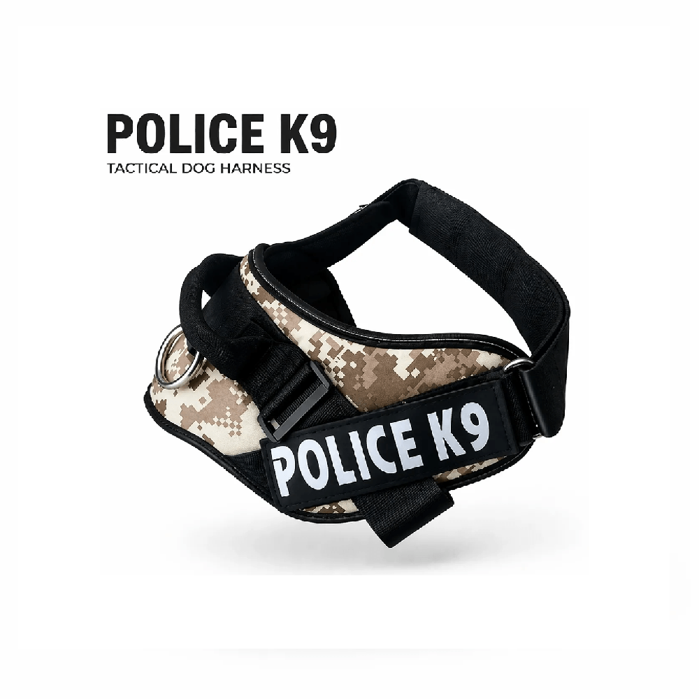 Pechera anti tirones para perros Police K9 color marrón camuflado talla XL