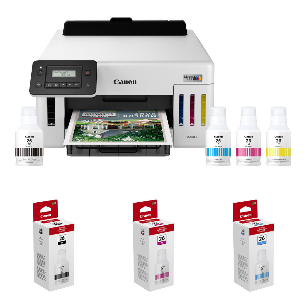 Canon MegaTank GX5120 Impresora Inyección de Tinta Color con Kit de Tres Botellas de Tint
