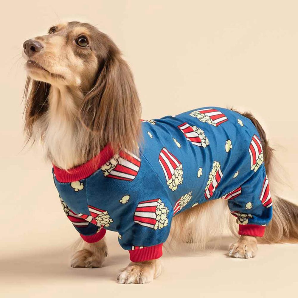 ENTERIZO PARA MASCOTA DISEÑO CANCHITA POP CORN TELA PLUSH ROPA ABRIGADORA PERRO GATO - TALLA L