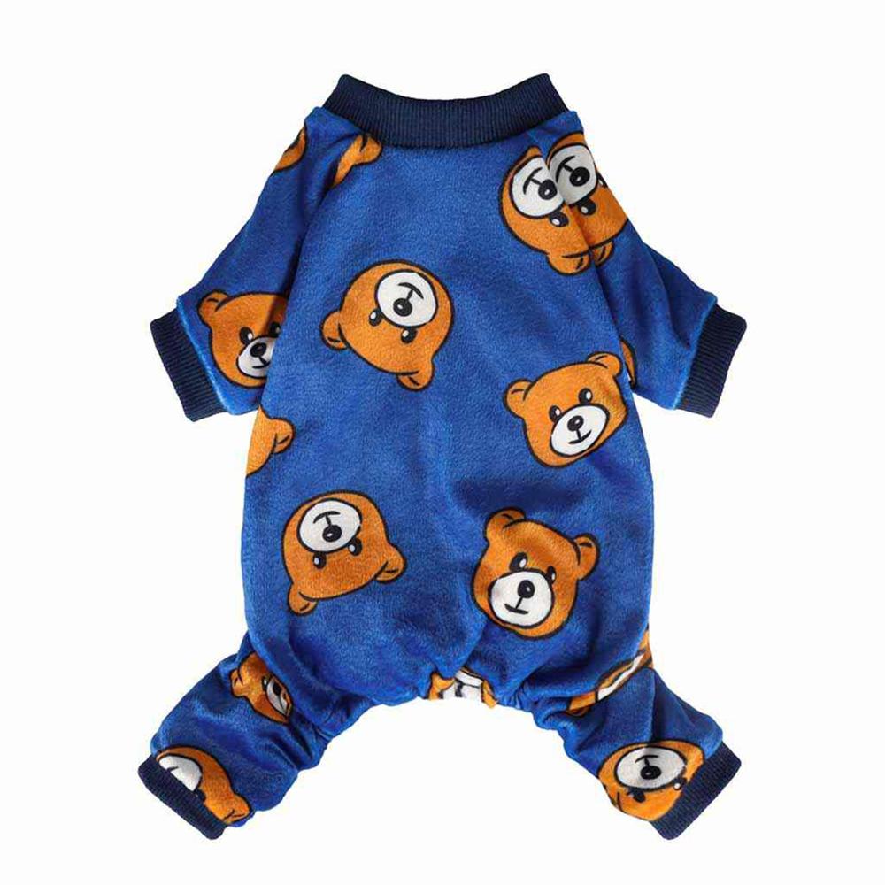 ENTERIZO PARA PERRO GATO DISEÑO OSITOS AZUL TELA PLUSH ROPA ABRIGADORA PERRO GATO - TALLA M