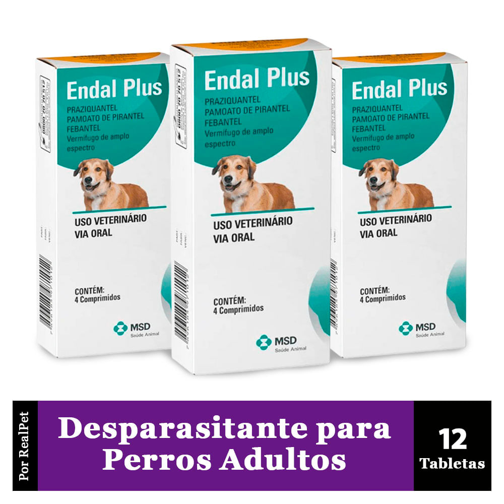 Pack x3 Desparasitante Perros Endal Plus x 12 Tabletas