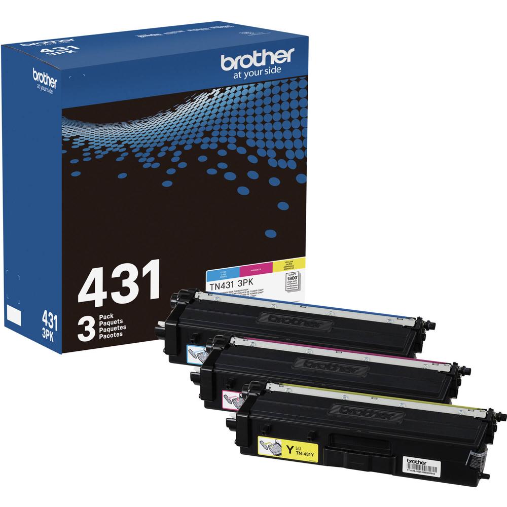 Brother TN431 Cartucho de Tóner Color (3-Pack) - Cian, Magenta, Amarillo, Rinde 1800 Pág
