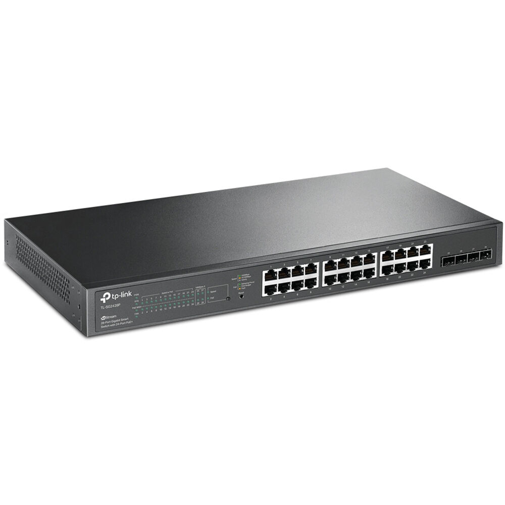 TP-Link Switch Gestionado TL-SG2428P 24 Puertos PoE+ Gigabit con 4 Puertos SFP, 250W, Rack