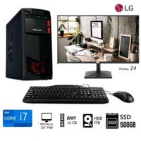 Computadora Pc Intel Core i7  3.2Ghz Ram16GB  Disco HDD 1TB   SSD 500GB  Monitor 24FHD
