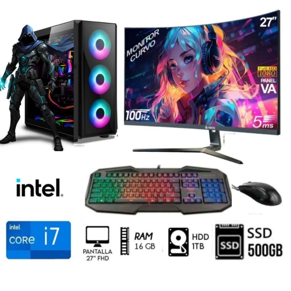 Computadora PC CORE i7 3.2Ghz  Ram 16GB Disco HDD 1TB  SSD 500GB  Monitor 27