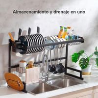 Escurridor de Platos Organizador para Cocina Metal de 85cm Negro