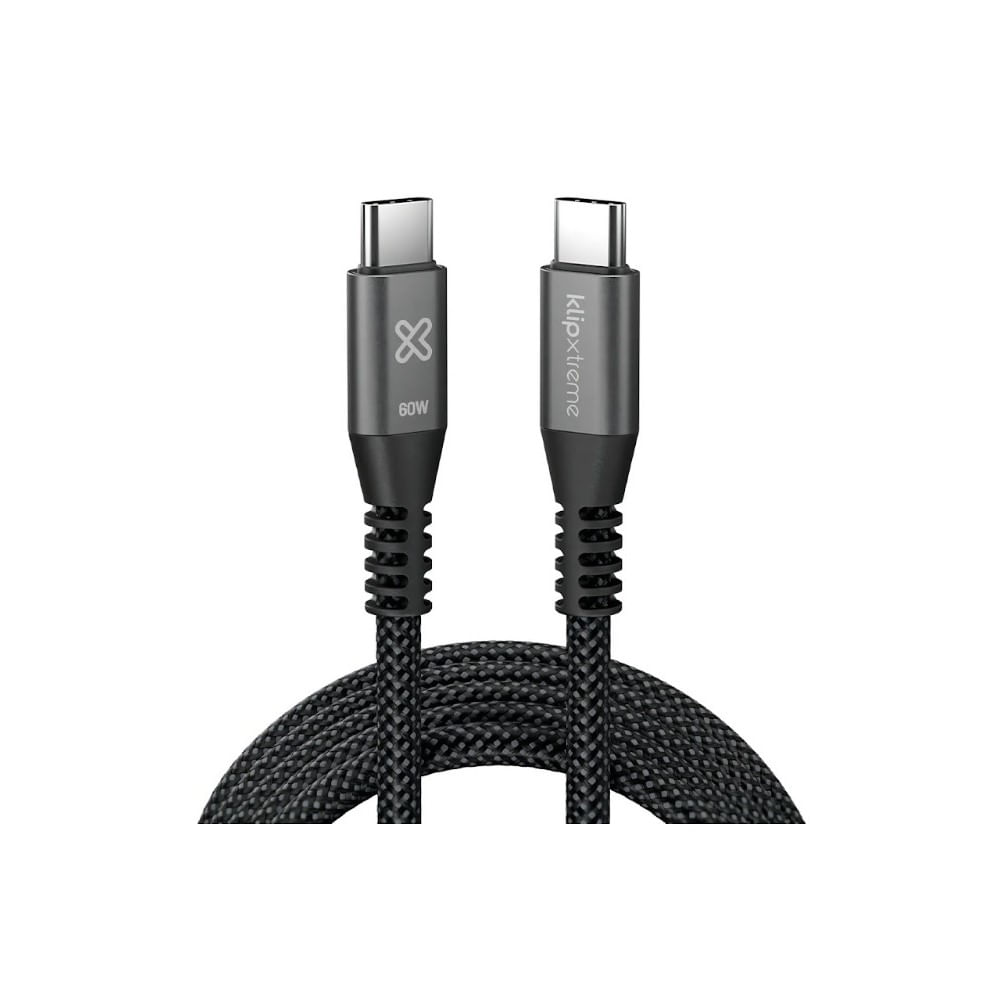 Klip Xtreme Cable USB-C a USB-C PowerGo 250 de 1.8 Metr0 60W Carga Rápida Trenzado - KAC-250-6FT