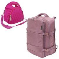 MOCHILA VIAJERA TRAVEL  PALO ROSA - LONCHERA MAGIC FUCSIA DE REGALO