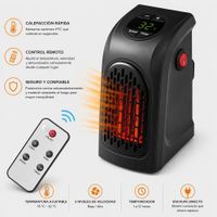 Estufa Calefactor Eléctrica Portátil Calentador de Oficina Dormitorio Color Negro