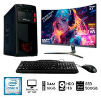 Computadora PC Intel Core i7  Ram 16GB  Disco HDD 1TB   SSD 500GB  Monitor 27 FHD