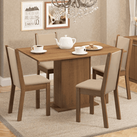 Juego de Comedor Talita con 4 Sillas - Marrón y Beige