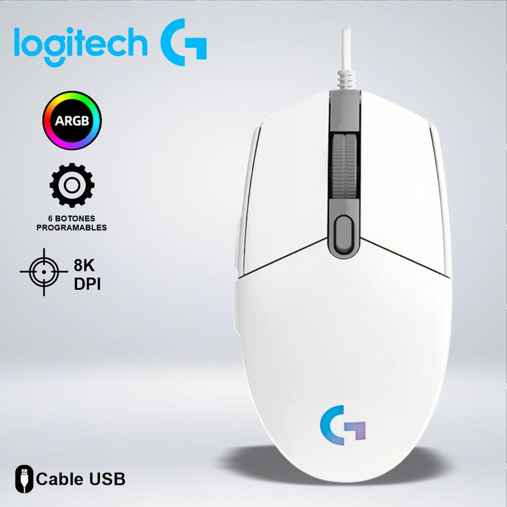MOUSE LOGITECH G203 LIGHTSYNC OPTICAL 8000 DPI RGB WHITE 910-005794