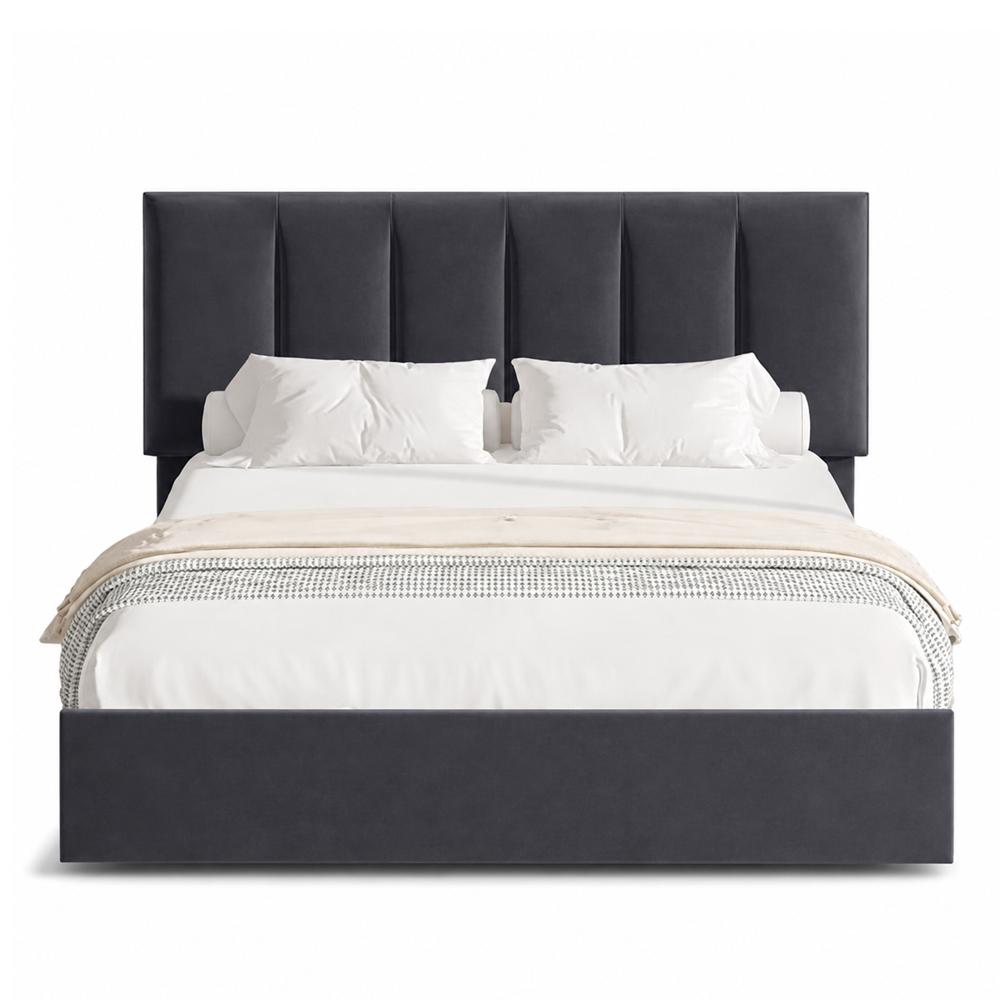 Cama Tapizada Listón Adda LeMueble 1.5 Plz Gris Oscuro