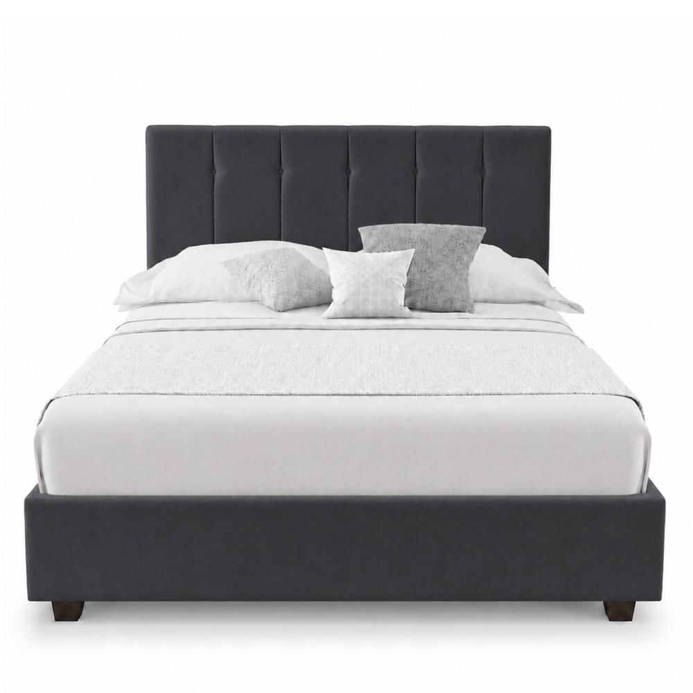 Cama Tapizada Listón Capri LeMueble 1.5 Plz Gris Oscuro