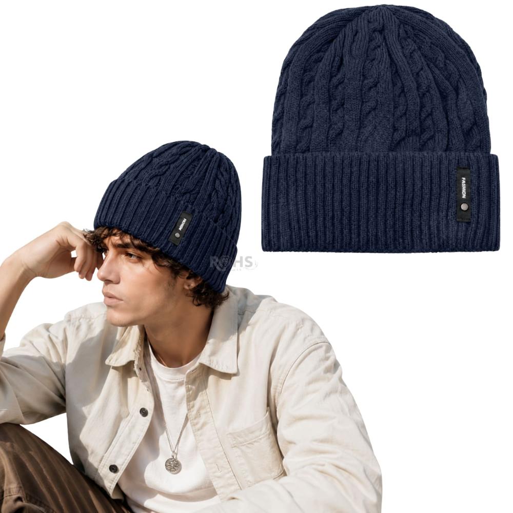Gorro Tejido Poliéster Diseño Trenzado Invierno Color Negro