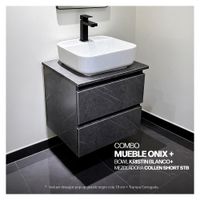 COMBO MUEBLE ONIX + BOWL KRISTIN BLANCO +MEZCLADORA COLLEN SHORT STB+ DESAGUE PUSH NEGRO