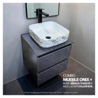 COMBO MUEBLE ONIX + BOWL AMALIA THASOS + MEZCLADORA COLLEN STB + DESAGUE PUSH NEGRO