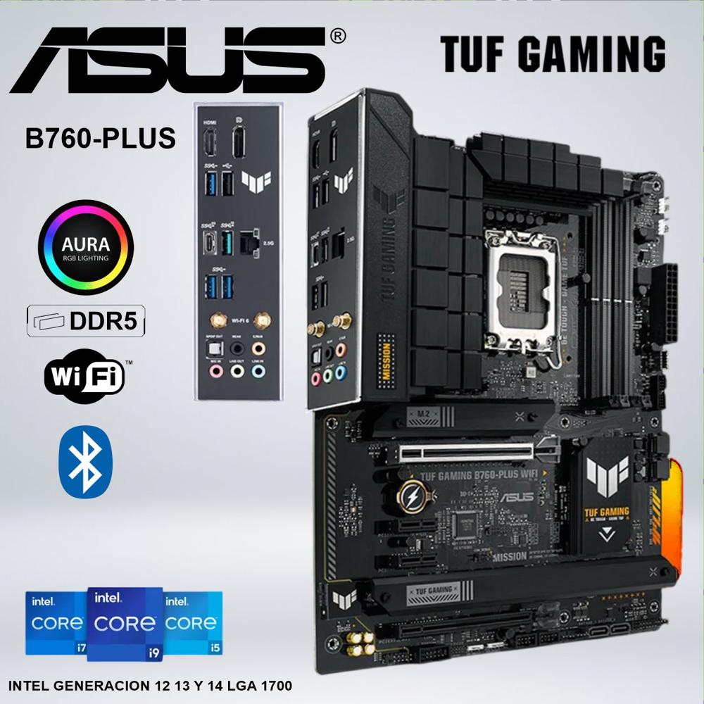PLACA MADRE ASUS TUF GAMING B760-PLUS WIFI - PLACA BASE ATX INTEL B760 LGA 1700 DDR5
