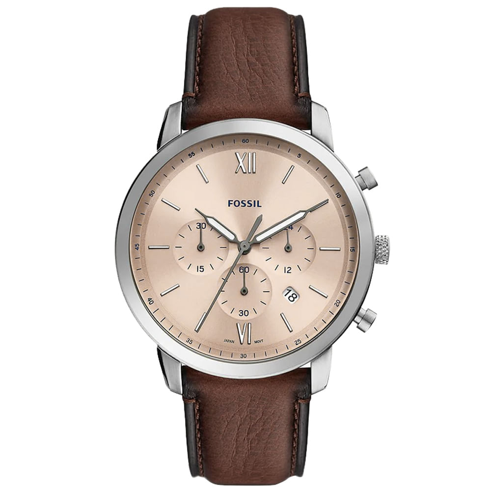 Reloj Fossil Neutra FS5982 Fecha Cronometro Acero Inoxidable Dial Beige