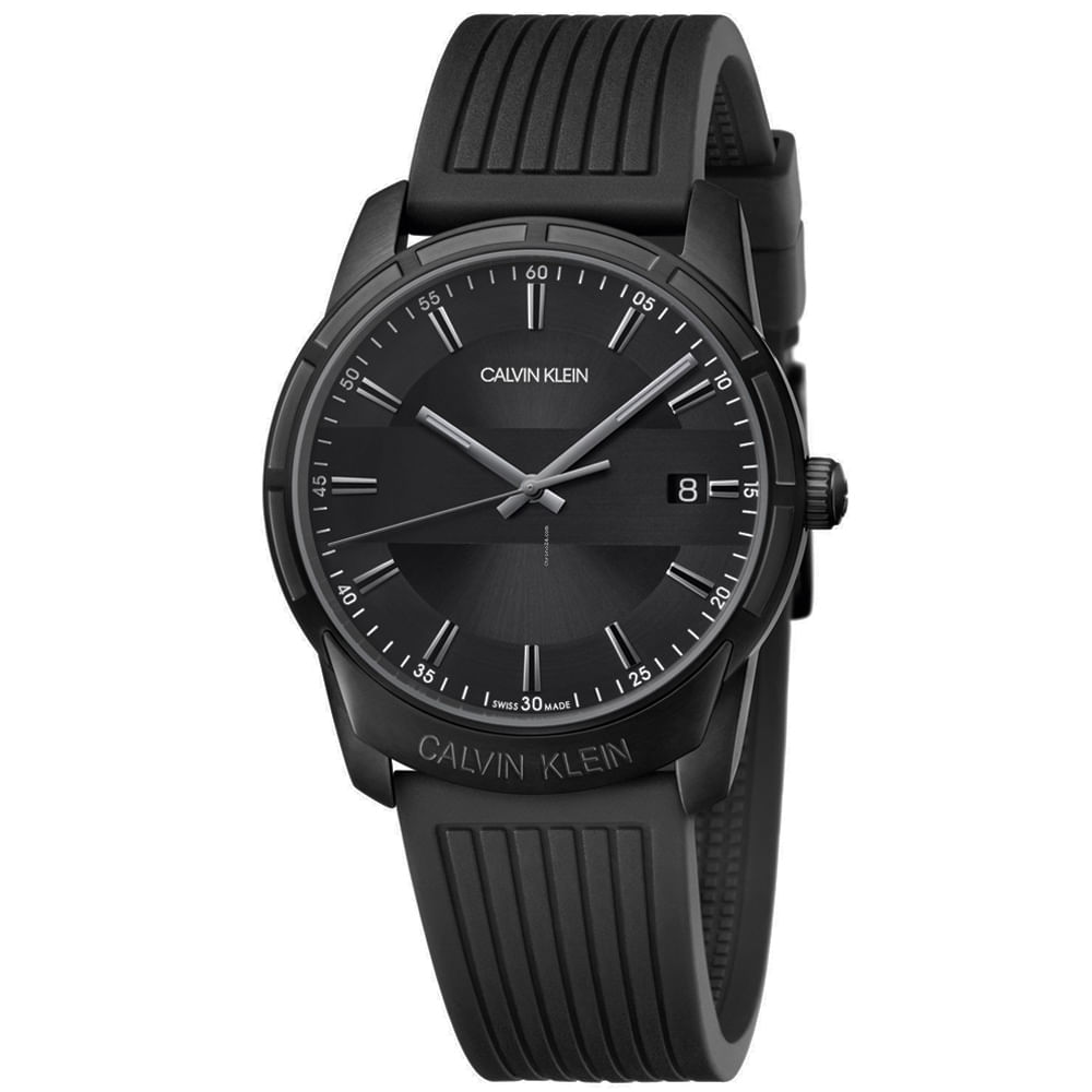 Reloj Calvin Klein Evidence K8R114D1 Suizo Fecha Correa de Silicona Negro