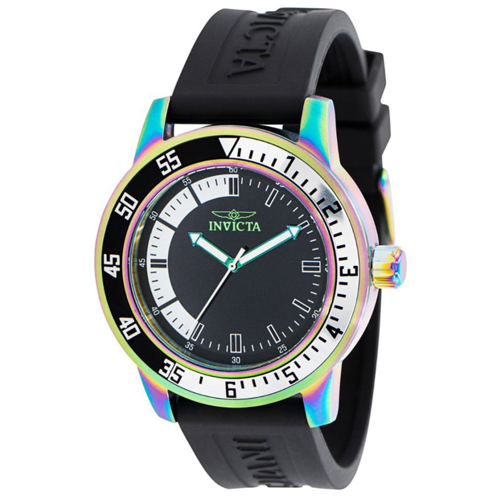 Reloj Invicta Specialty 37011 Acero Inoxidable Tornasol Correa Silicona Negro