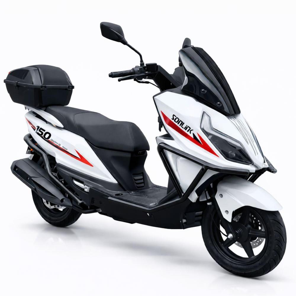 Moto Automátia Sonlink SL150 T13 150 cc 8.5 HP Blanca Scooter Urbana con Frenos Disco