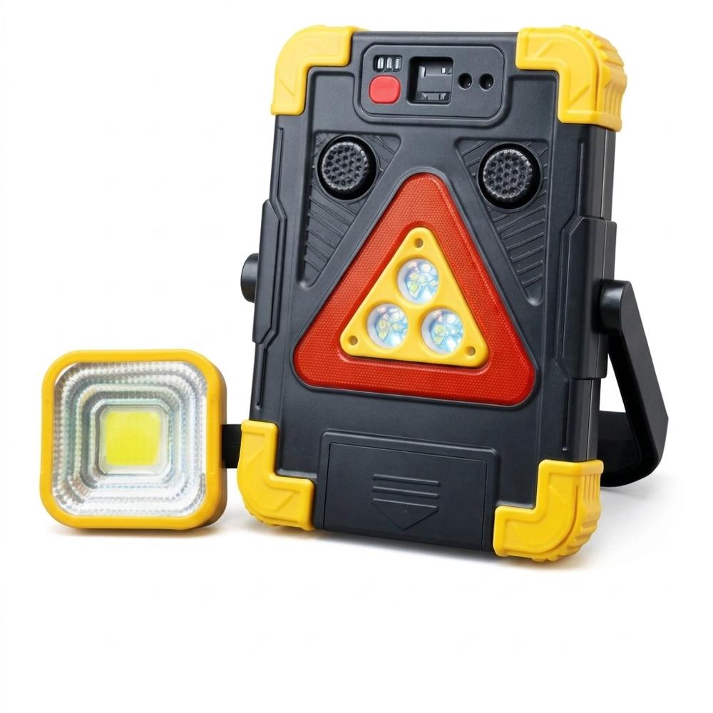 Triángulo De Seguridad Para Auto Con Foco Movible Carga Solar Sirena De Emergencia y Power Bank.