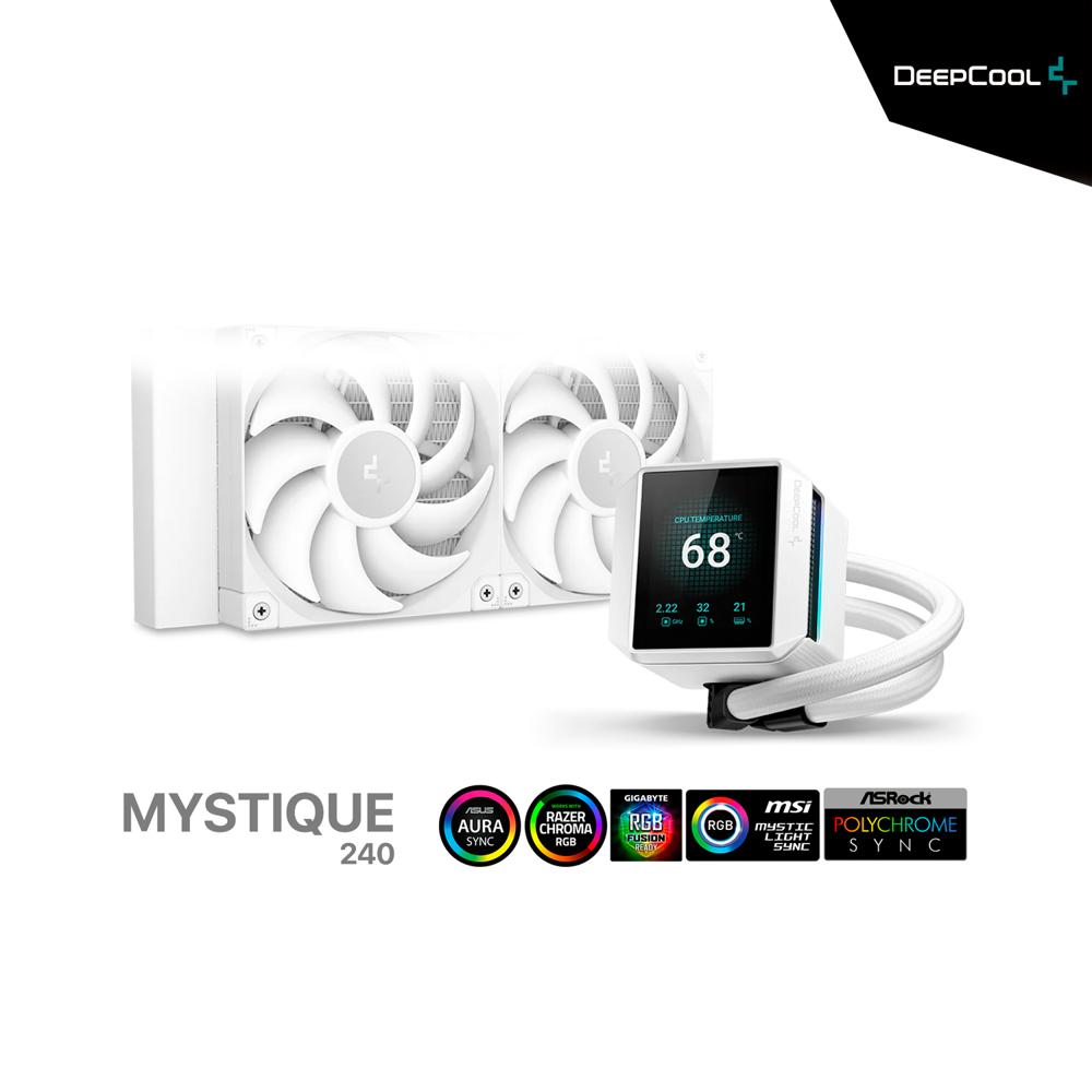 SISTEMA DE ENFRIAMIENTO LIQUIDO DEEPCOOL MYSTIQUE 240 WH CON PANTALLA BLANCO