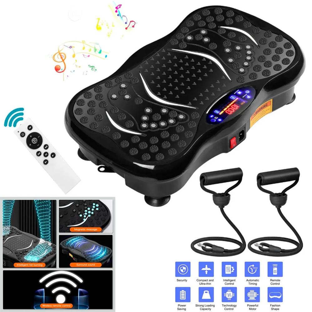Plataforma Vibratoria de 120 Velocidades con Bluetooth Control 2 Ligas para Ejercicios