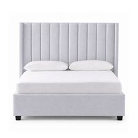 Cama Tapizada Listón LeMueble 2 plazas Gris Claro