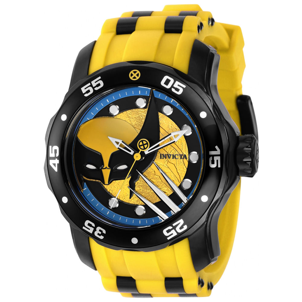 Reloj Invicta Marvel X-Men Wolverine 37373 Edicion Limitada Correa de Silicona Amarillo