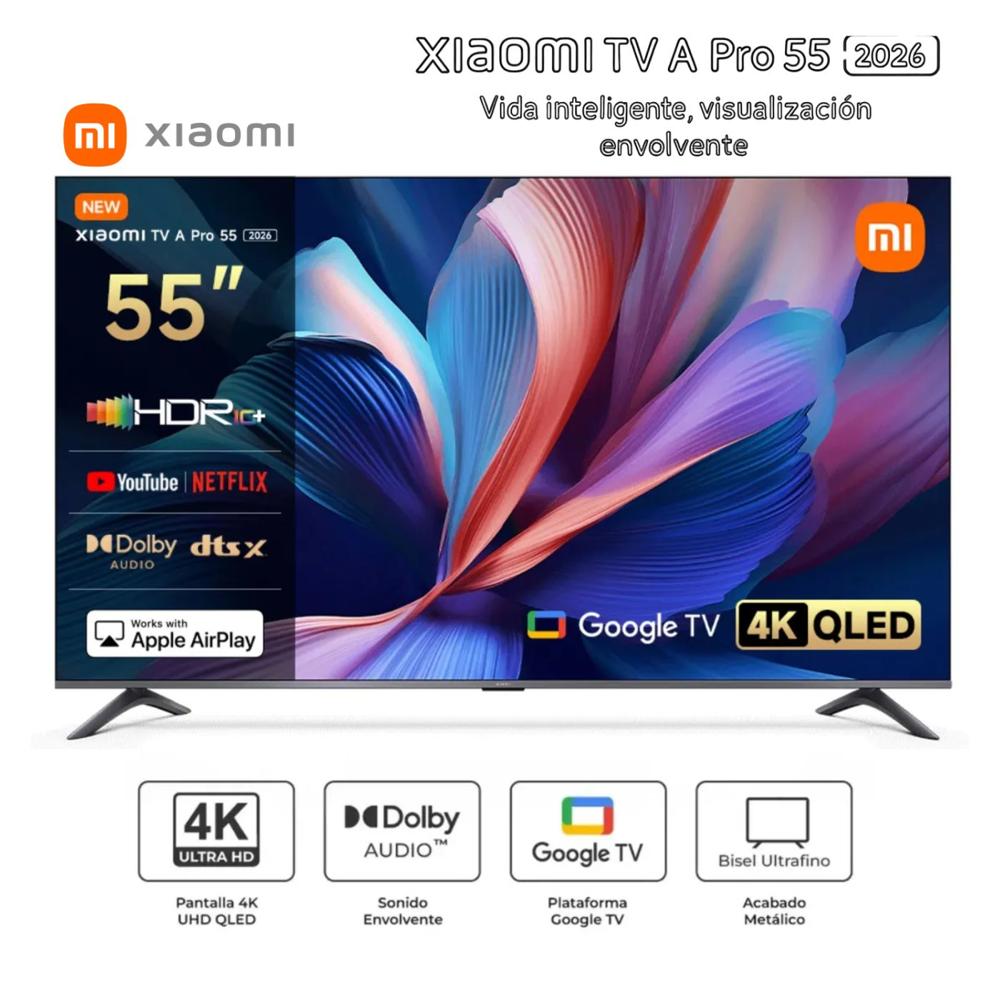 Televisor Smart TV XIAOMI A PRO 55'' QLED UHD 4K L55MB-APPH GoogleTV 2026