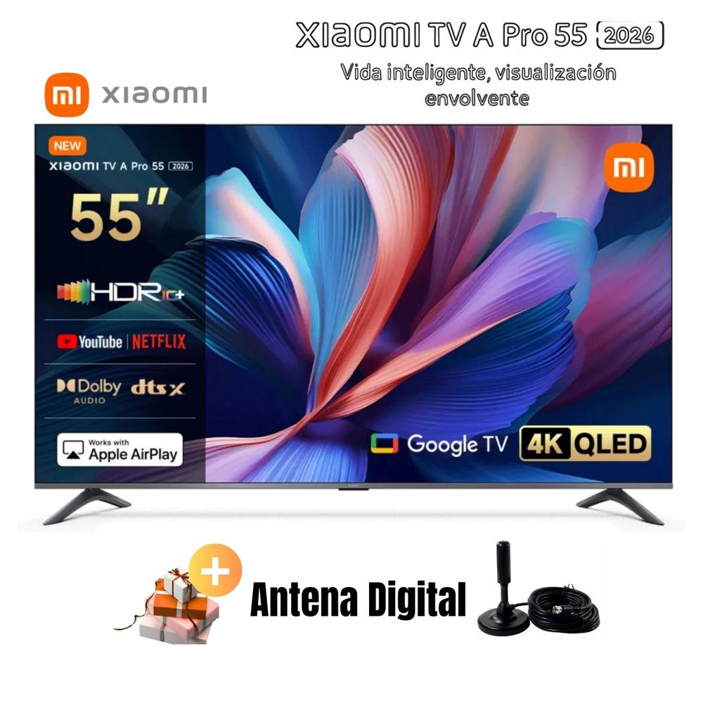 Televisor Smart TV XIAOMI A PRO 55'' QLED UHD 4K L55MB-APPH GoogleTV 2026 - Antena Digital