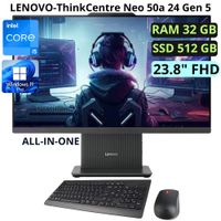 All in one LENOVO ThinkCentre Neo 50a INTEL CORE i5 Ram 32GB SSD 512GB 23.8 -12SCA18K00