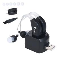 AUDIFONO AURICULAR AMPLIFICADOIR SORDERA SORDO RECARGABLE NEGRO