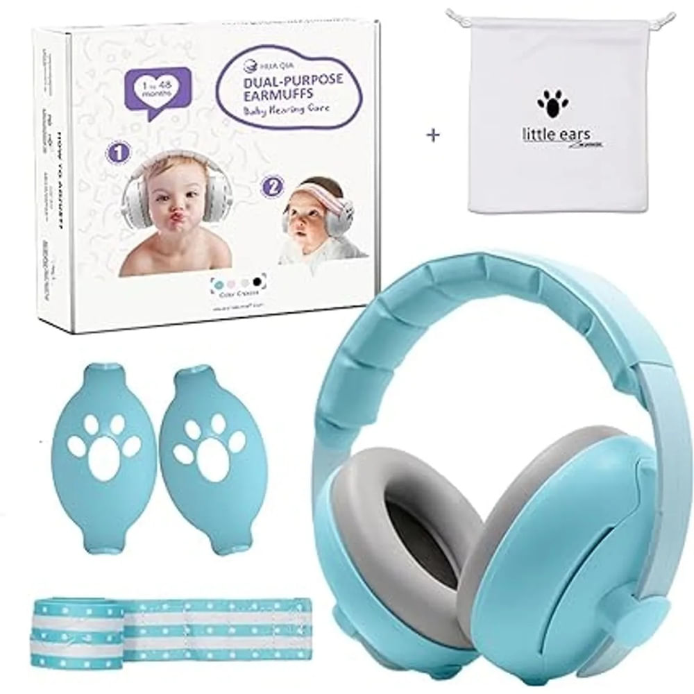 Audífonos Antiruido para bebe 2 en 1 celeste