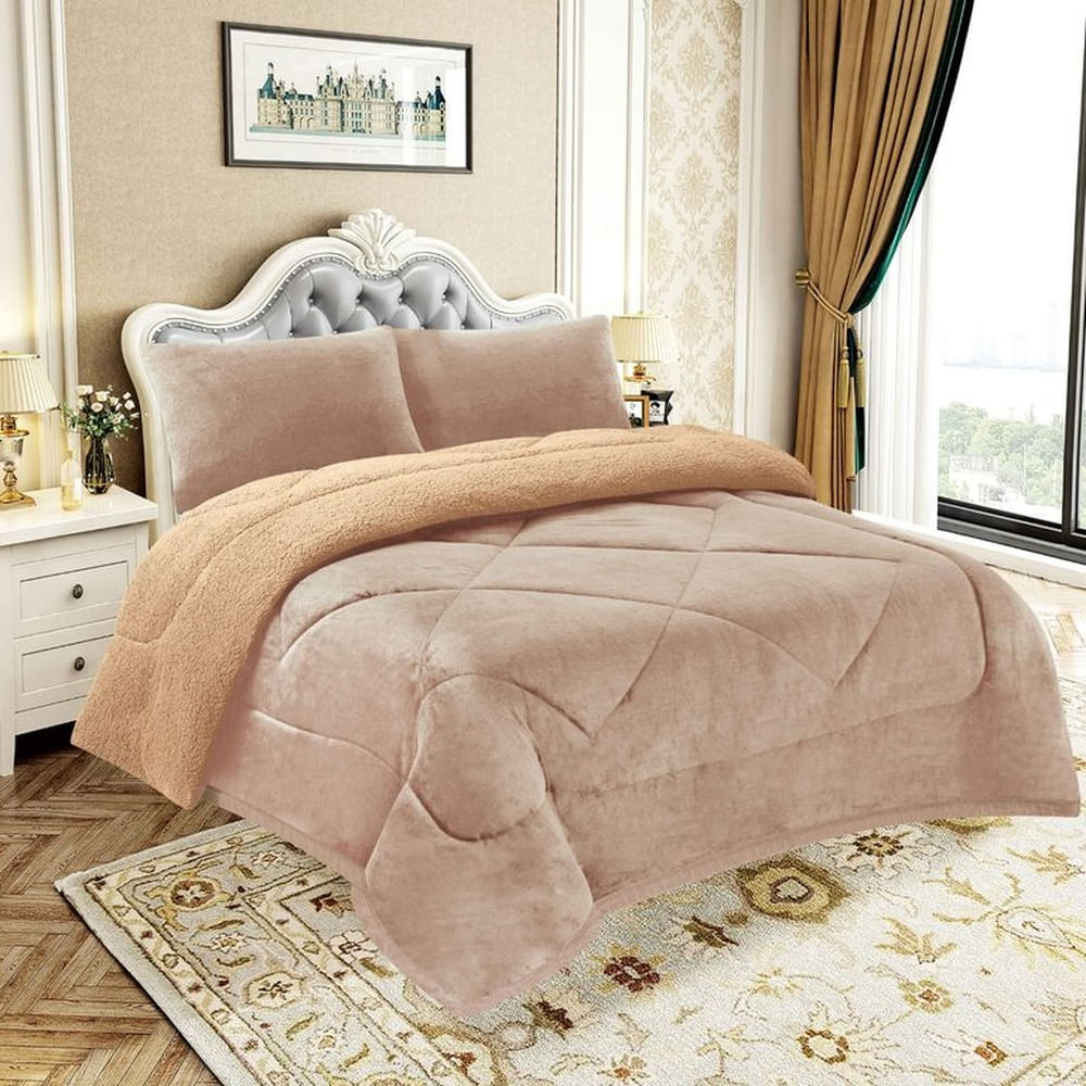 Cobertor Piel de Durazno Reverso cordero 2Plz Beige 2 plazas