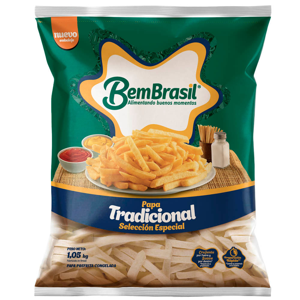 Papa Tradicional Congelada BEM BRASIL Bolsa 1.05kg