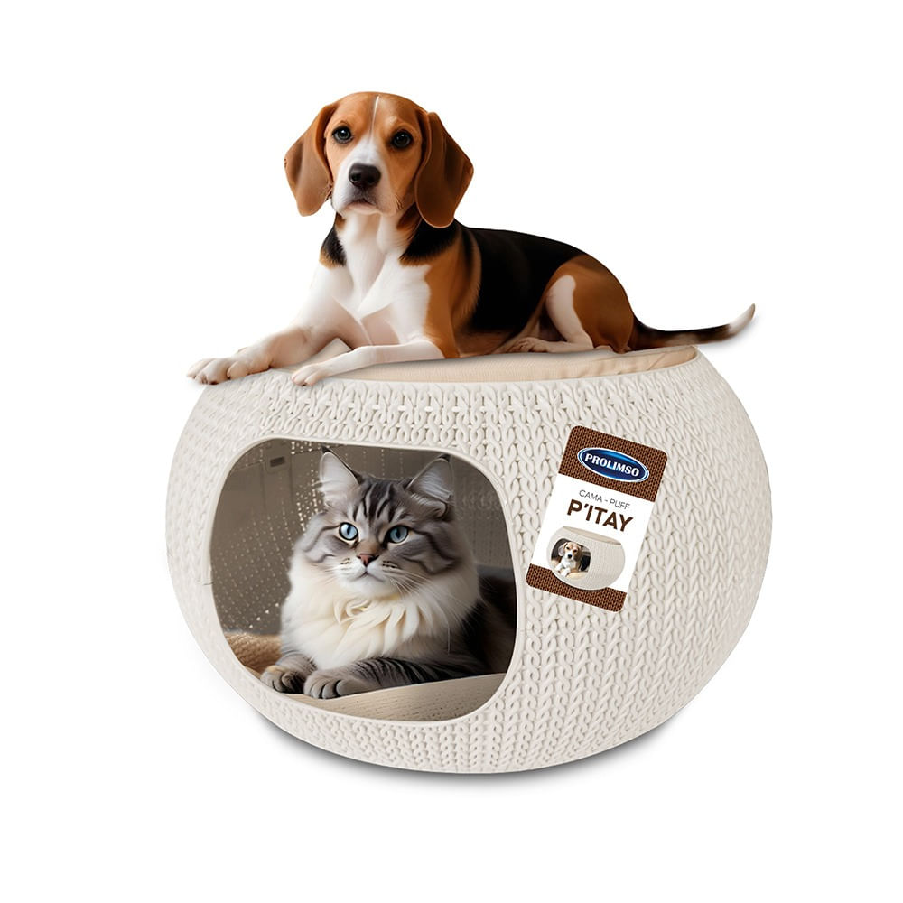 Cama Esférica Decorativa para Mascotas Beige Doble