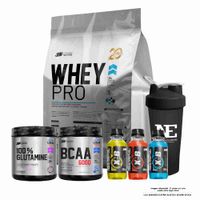 COMBO UNIVERSE NUTRITION - WHEY PRO 5 KG. COOKIE + 100% GLUTAMINE 500GR + BCAA 490GR MANZANA +SHAKER