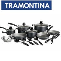 Juego de ollas Tramontina Primeware 18 PZAS funcional antiadherente Negro