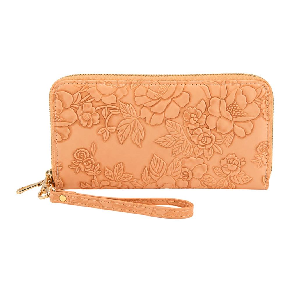 Billetera Floral Mujer De Cuero