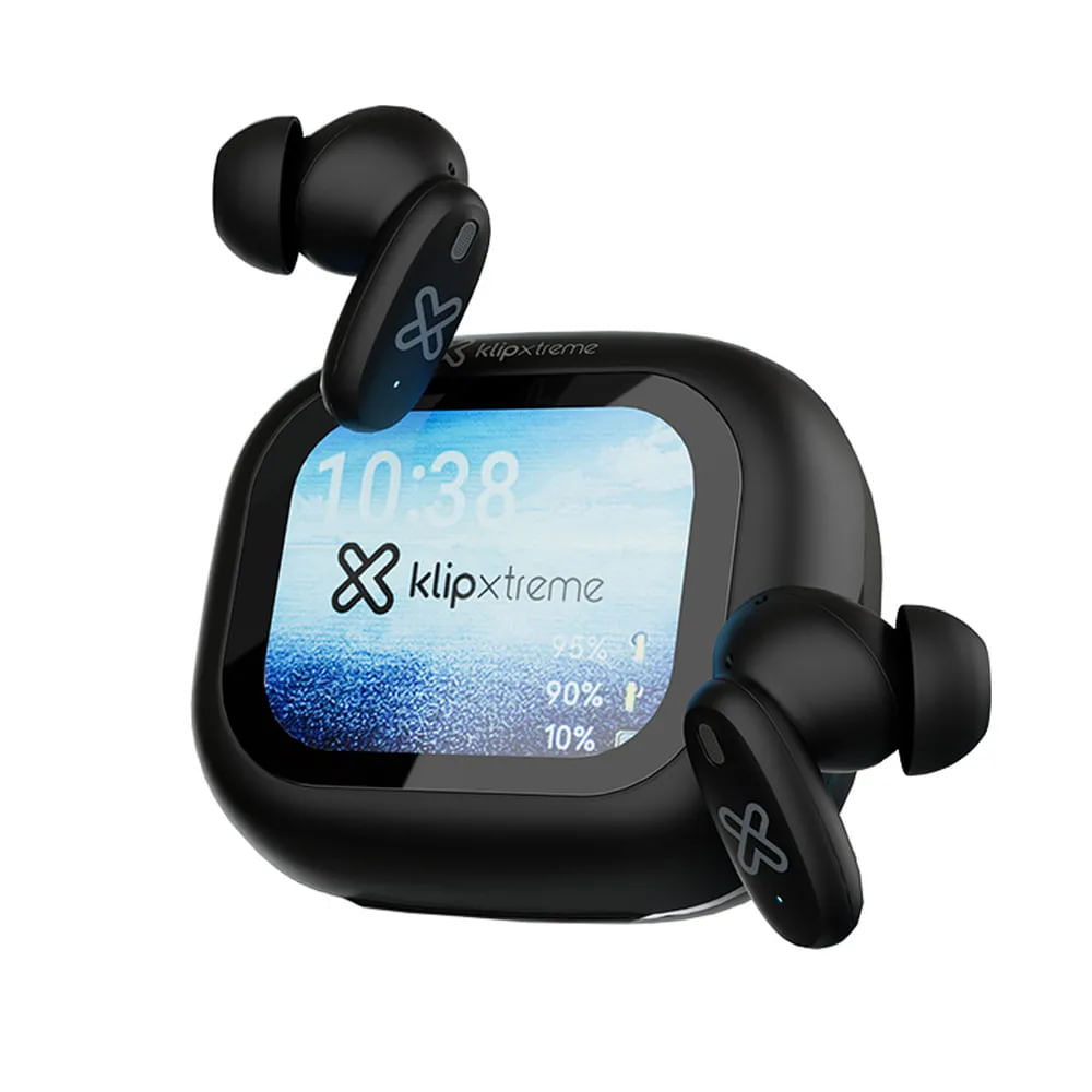 Audífonos Bluetooth TWS Klip Xtreme DynaBuds ANC ENC Pantalla Táctil IPX4 KTE-800BK