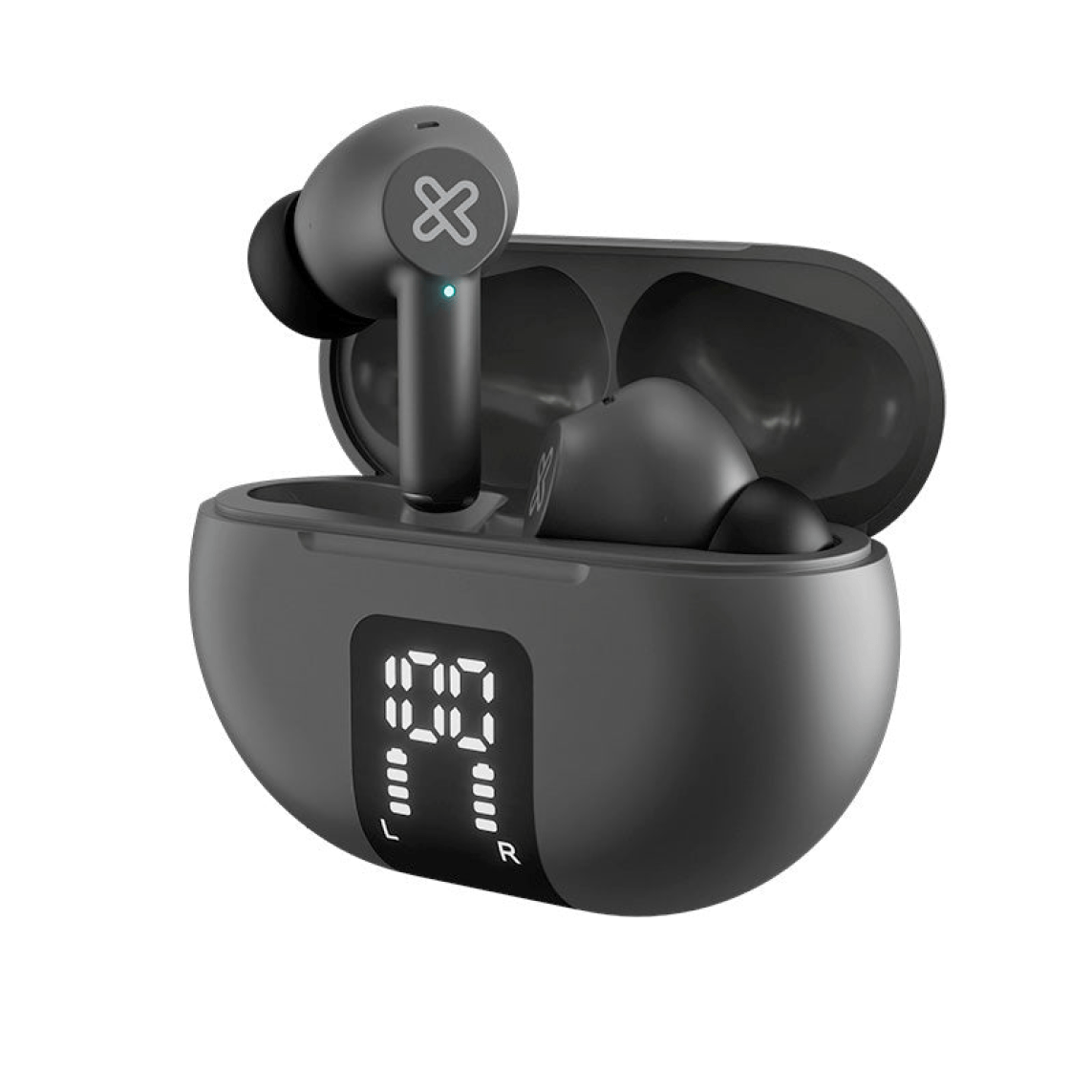 Klip Xtreme Audífonos TWS EdgeBuds ANC ENC Bluetooth 5.4 IPX4 y Pantalla LED Gris - KTE-755GR