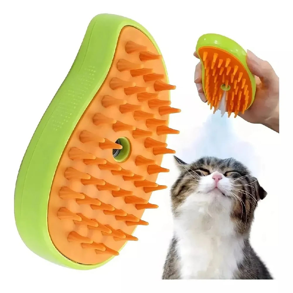 Cepillo Masajeador Verde A Vapor Para Mascotas Perros Y Gatos