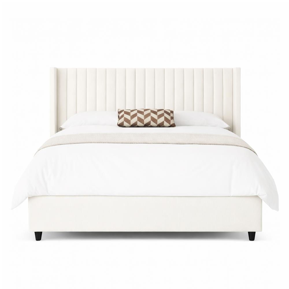Cama Tapizada Panel LeMueble 1.5 Plz Ivory