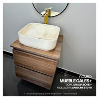 COMBO MUEBLE GALES + BOWL AMALIA BONE + MEZCLADORA PBOWL CAROLINE STG-01 + DESAGUE PUSH DORADO